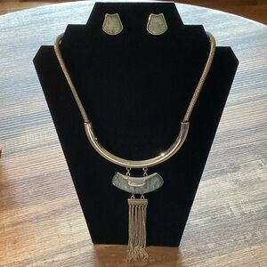Chico's Silver and Gray Necklace with Earrings